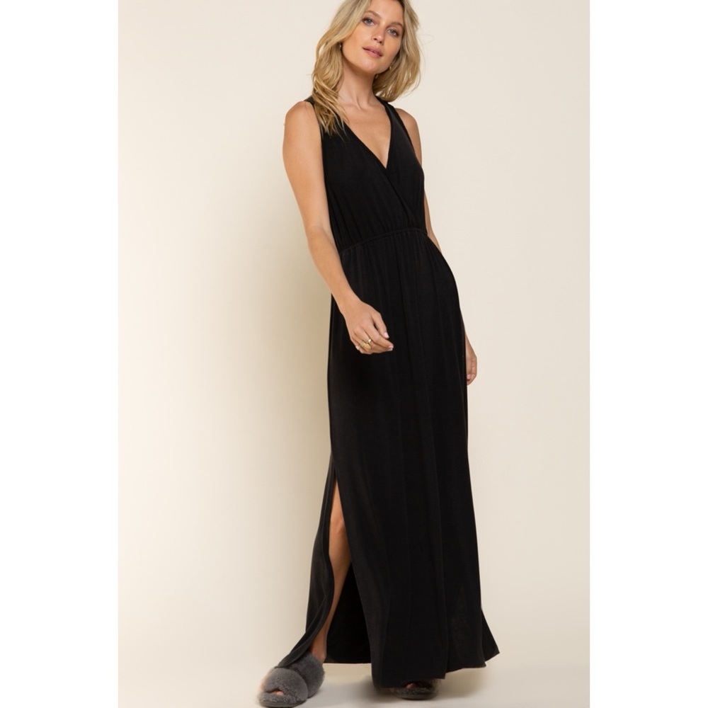 POL Black Casual Chic V Neck Elastic Waist Maxi Dress - Picture 2 of 7